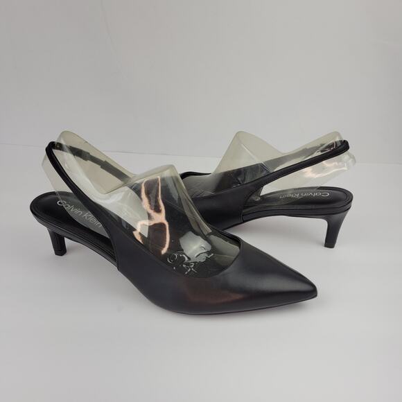 Calvin Klein Dainty2 Slingback Pointy Toe Pumps Black Size 8 - Picture 1 of 12